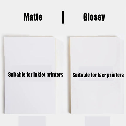 50 Sheets White A4 Self Adhesive Sticker Paper, Printable Label Paper Matte & Glossy Optional for Inkjet Laser Printer