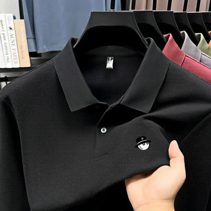 2026 Men's Summer High end Printed Golf Collar T-shirt Solid Color Breathable Office and Leisure High quality Men's Wear S-4XL