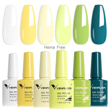 Venalisa Nail Gel Polish Kit HEMA TPO FREE Nude Pink Color Collection Self Leveling Full Coverage Nail Manicure Set 6Pcs Kit