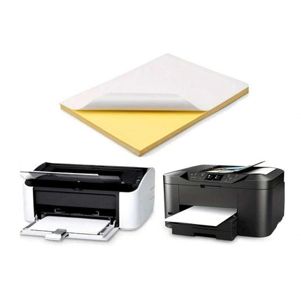 50pcs A4 glossy self-adhesive label paper printable, inkjet printer and laser printer, bright white, quick-drying, suitable for
