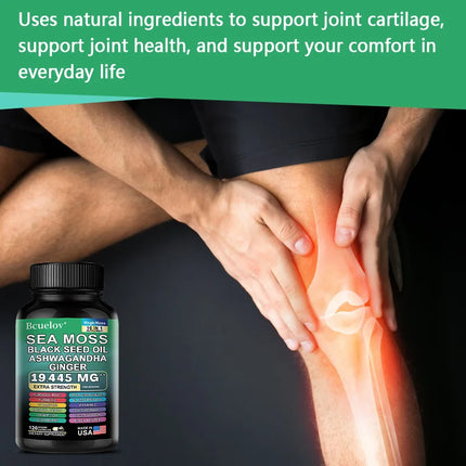 Sea Moss Capsules with Black Seed Oil Ashwagandha Turmeric Complex, Energy Immune Digestive Skin & Stress Relief Support