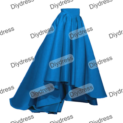 Women's High Low Elegant Prom Party Skirt A-Line Pleated Front Short Back Long Satin Skirt With Pockets For Evening Gown