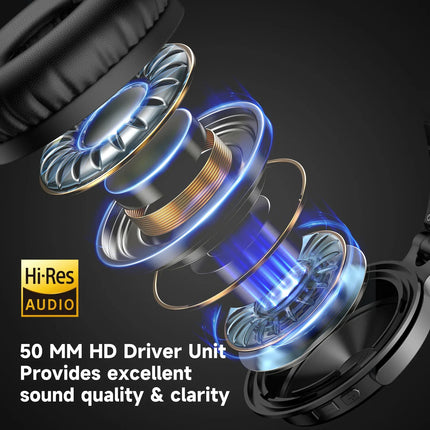 Oneodio Pro-C Bluetooth Wireless Headphones With Mic 110Hr Hi-Res Over Ear Bluetooth 5.2 Headset Earphone For Phone PC Sports