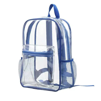 Clear Backpack Heavy Duty Transparent PVC Bookbag Stadium Approved Security Fast Checks For School College Work Music Festival