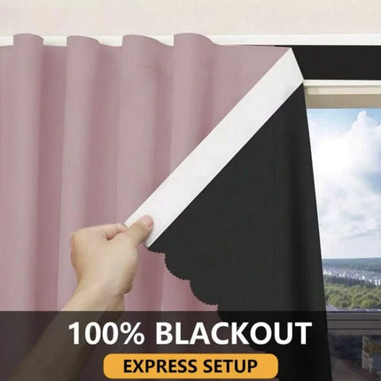 1pc 100% Blackout Curtain, Self-Adhesive No Drilling Required, Sunlight Blocking Heat Insulation Privacy Protection