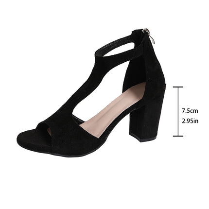 Women Sandals 2026 New Summer Fish Mouth Sandals Women Back Zipper Sexy Solid Color Comfortable High Heels Shoes for Women