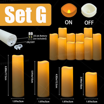 9-120Pcs Flameless LED Candles Battery Operated Candles Artificial Candles for Wedding Party Home Birthday Christmas Decor