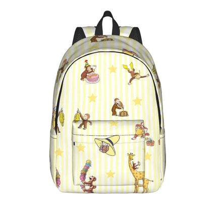 Curious George Dessert Activity Stickers Backpack  Travel Backpacks Girl Kawaii School Bags Designer Big Rucksack