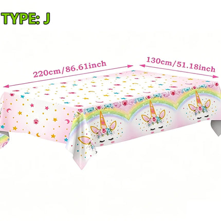 Disposable Waterproof Unicorn Party PE Tablecloth Perfect for Children's Birthday Bash Family Aatherings  Holiday Celebration