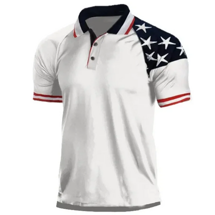 American Flag Pattern Polo Shirt For Men Colorful 3D Printed T-Shirts Outdoor Fashion Casual Sport Loose Street Lapel Tops Tees