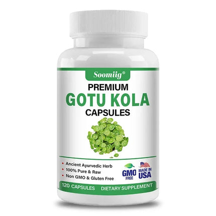 Gotu Kola Capsules 1300mg - Ginkgo Biloba, Brain Health, Memory & Focus, Calm Nerves, Skin & Circulation Support, Non-GMO