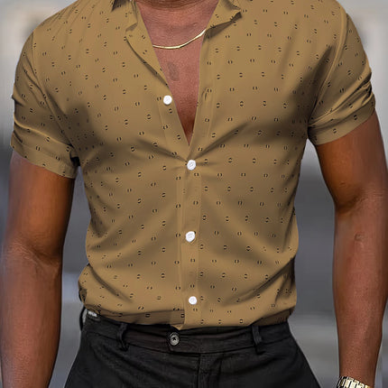 Summer Men's Short-Sleeve Shirt, Polka Dot Print, Wrinkle-Resistant, Business Casual Shirt, Ice Silk, Versatile and Popular Top