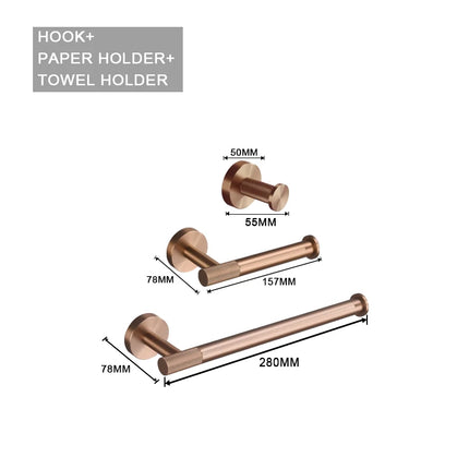 Brushed Rose Gold Brass Knurled Toilet Brush Holder Toilet Paper Holder Towel Bar Rail Rack Hanger Hook Soap Dish Hardware Set