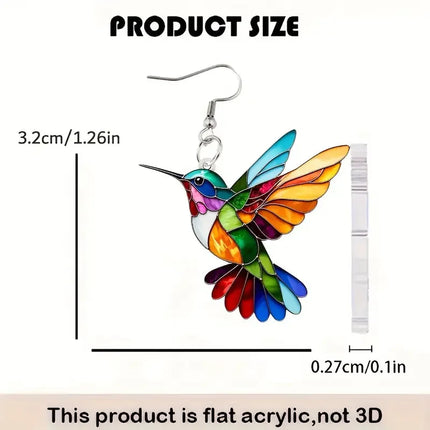 Jardme Colorful Hummingbird Dangle Earrings for Women Fashion Cute Animal Earrings Women's Statement Jewelry Gifts