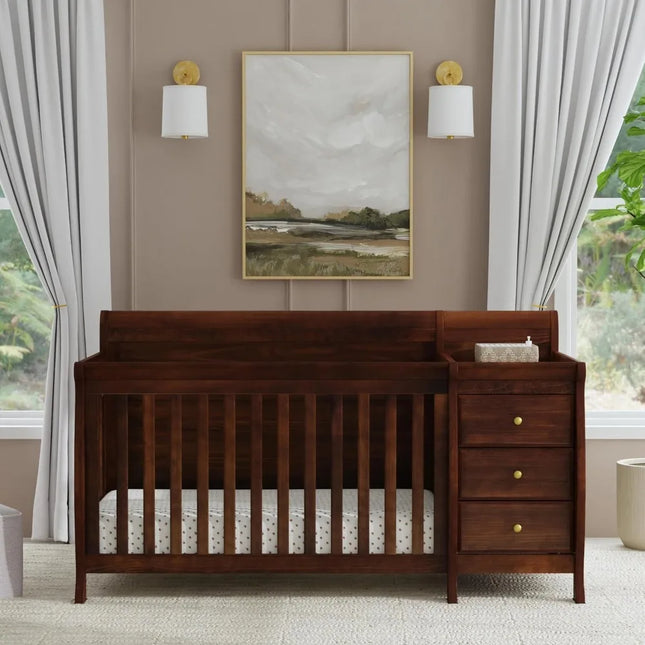 US Shipping 4 in 1 Convertible Baby Crib and Changing Table Combo with Toddler Bed Daybed Full Size Bed Conversion 4