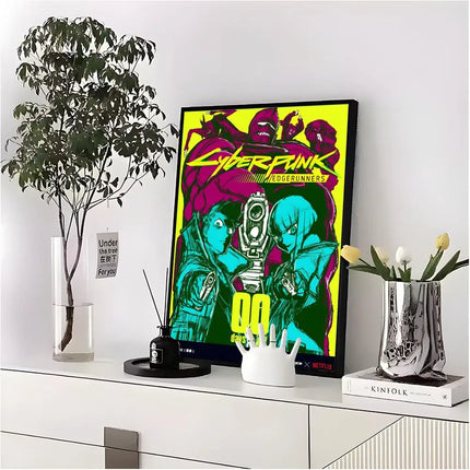 C-Cyberpunk Edgerunners Poster HD art sticky wall waterproof home living room bedroom bar aesthetic decoration