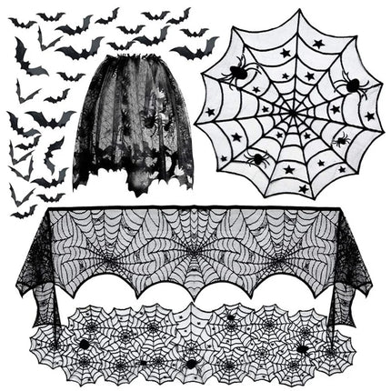 Halloween Decorations Kit Halloween Spiderweb Tablecloth Runner Fireplace Scarf Lace Spiderweb Tablecloth Halloween Party Decor