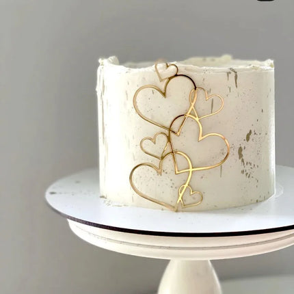 2024 Heart Shape Happy Birthday Cake Topper Gold Acrylic Wedding Party Cake Toppers for Valentine's Day Gift Dessert Decoration