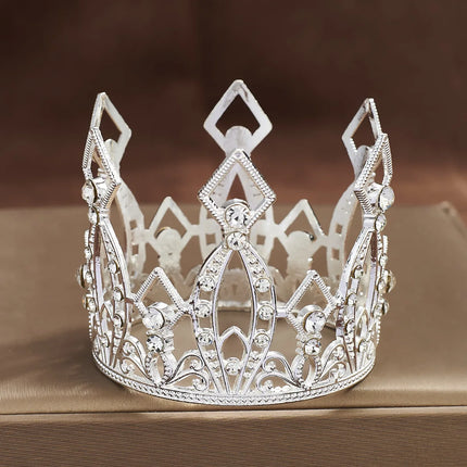 Mini Crown Cake Topper Crystal Headpiece Tiara Rhinestone Crown Cake Decoration for Wedding Birthday Baby Shower Party Favors