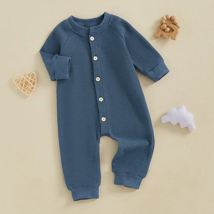 ma&baby 0-18M Newborn Infant Toddler Baby Boys Girls Jumpsuits Long Sleeve Waffle Rompers Fall Spring Clothing