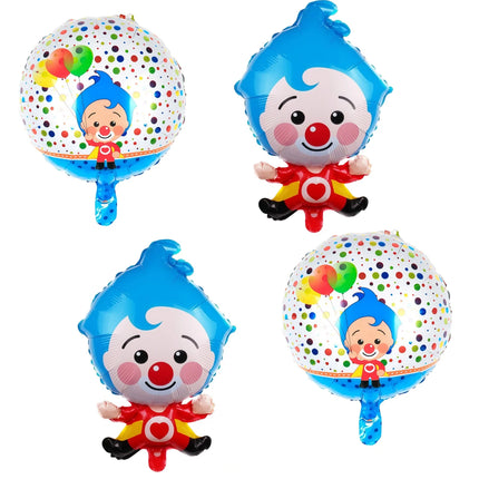Plim Plim Cartoon Clown Red Blue Number 1-9 Balloon Set Latex Foil Balloons Baby Shower Kids Happy Birthday Party Decorations