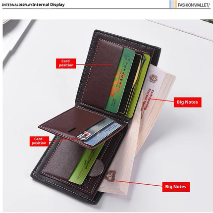 New Style Multi Card Slot Leather Wallet for Men Hand Woven Fashion Simple Ultra Thin Coin Purse
