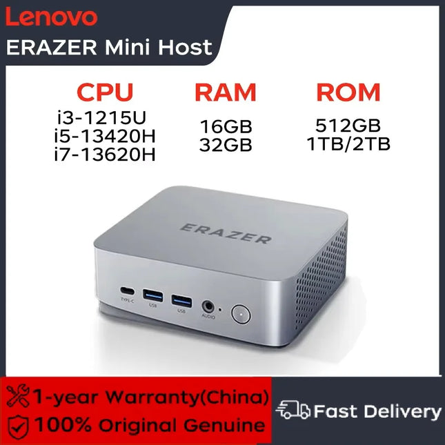 Lenovo Eco Erazer D80 mini PC 0.8L ultra-compact size Intel Core I3/I5/I7 DDR4 Grand Slam interface Wifi 6 and BT5.2 Mini Host
