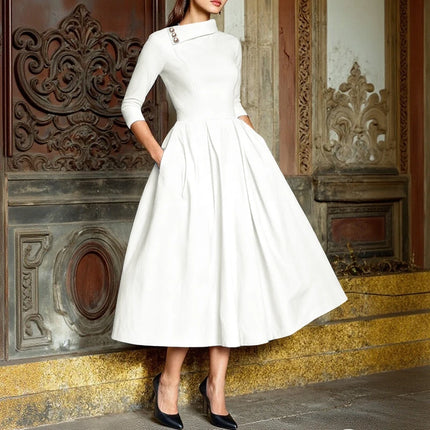 ZANZEA Women Elegant Long Dresses Summer Spring Casual A-Line Vestidos Fashion Buttons Lapel Solid Midi Sundress Streetwear OL