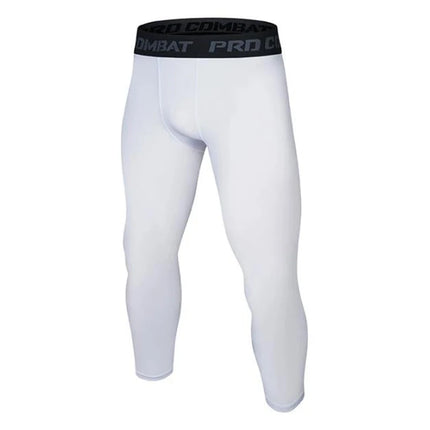 Men's football and basketball leggings, high elasticity training, sports fitness, 7-point leggings, quick drying, breathable
