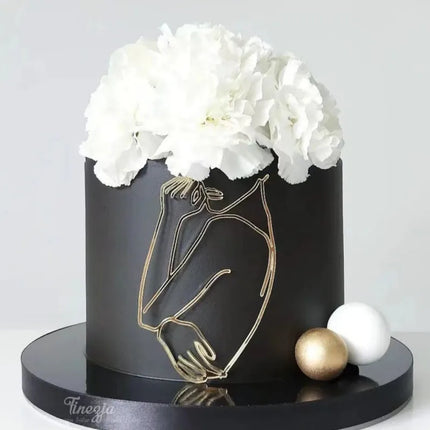 New Gold Portrait Happy Birthday Cake Topper Black Acrylic Abstract Art Boys Girls Party Cake Topper Baby Shower Girl Decoration