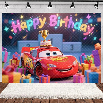 Cartoon Racing Mobilization Backdrop Boy Birthday Party Decoration Balloon Cake Background Photography Supplies Banner Prop