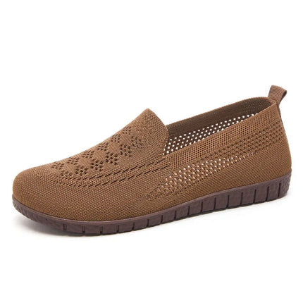 Basic 2025 Spring and Autumn Women's Mesh Perforated Flat Shoes Breathable Soft Soled Women's Work Shoes Ladies Shoes
