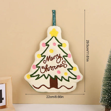 Christmas Hand Towel Cartoon Gingerbread Man Snowman Coral Fleece Towel Christmas Home Kitchen Bathroom Decoration Xmas Gifts