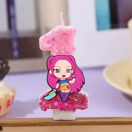 3 Style Cute Girl Group Hunter's Digital Candle Numbers 0-9 Kids Birthday Cake Decoration Cartoon Party Supplies Accessory
