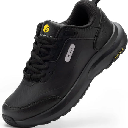 FitVille Men'S Wide Low-Top Hiking & Walking Shoes Waterproof Non-Slip Soft Toe Outdoor Work Footwear With Arch Support, Heel Pain Relief Sneakers For Long Hikes, Trekking, Trails, Wide Feet & All-Day Standing