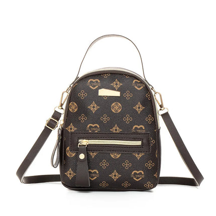 Mini Backpack Women PU Leather Printed Fashion Small Backpack 3 Ways Carry Lightweight Casual Daypack for Daily Travel Shopping