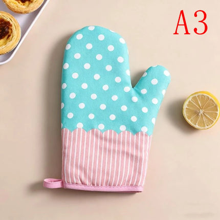 1Pcs Thickened Plaid Microwave Oven Gloves Heat Resistant Anti-scald Insulation Gloves Kitchen Baking Tools