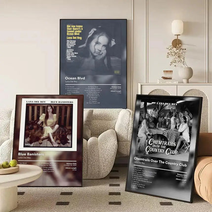 L-Lana D-Del R-Rey Poster Waterproof Self-Stick Wall Art Stickers, Removable Wall Decor for Living Room and Bedroom