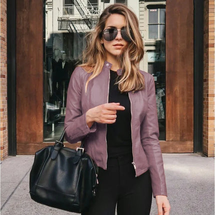 New Y2K Vintage Women PU Leather Jacket Fashion Casual Autumn Winter Zipper Windbreaker Streetwear Female Blazer Y2K Clothes