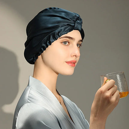 Pure Silk Night Caps Mulberry Silk Sleeping Bonnet Hair Loss Hat Natural Silk Turban For Hair Sleeping Silk Headwrap For Women