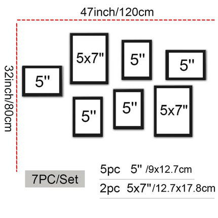 5/7/9/14ps Black Combination Blank Photo Frame Set Nordic Home Decor Family Photo Frame Wall Art Poster Prints Without Mat
