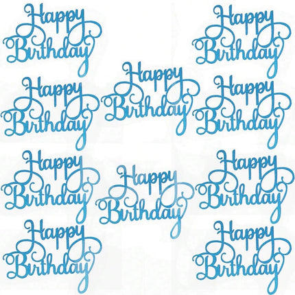 10pcs Glitter Frosted Reflective Pattern Happy Birthday One-Piece Letter Cake Flag Birthday Party Cake Decoration
