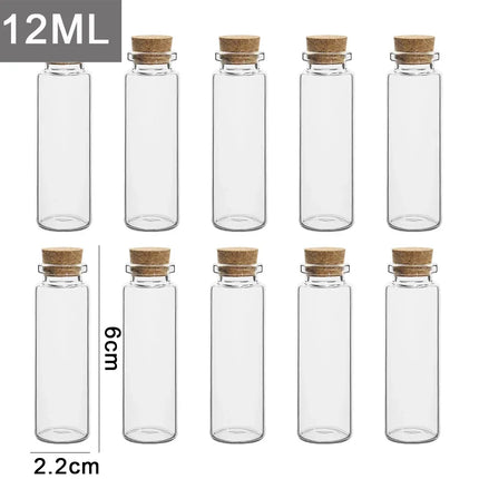 20/10PCS Cork Stopper Glass Bottles DIY Birthday Gift Transparent Empty Message Wishing Bottle Christmas Wedding Party Decor