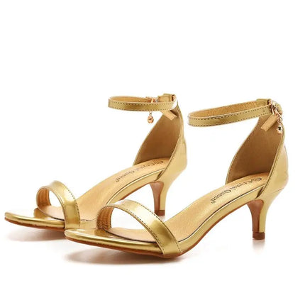 Women Sandals Pumps Sexy 5cm Thin High Heels Open Toe Summer Casual Buckle Strap Sandal Pu Leather Party Wedding Shoes