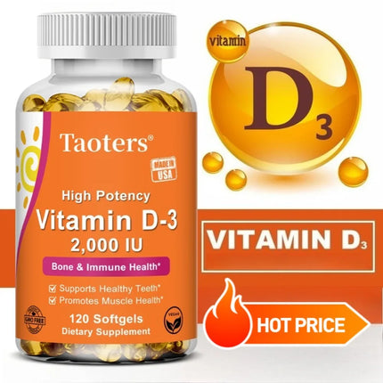 Vitamin D3 2000IU - Muscle Health, Strong Bones and Nervous System Health, Support Immune