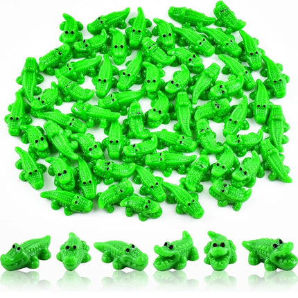 10-100pcs Mini Green Crocodile Miniatures 2 Styles Tiny Resin Animals for Fairy Garden Landscape Home DIY Craft Decorations