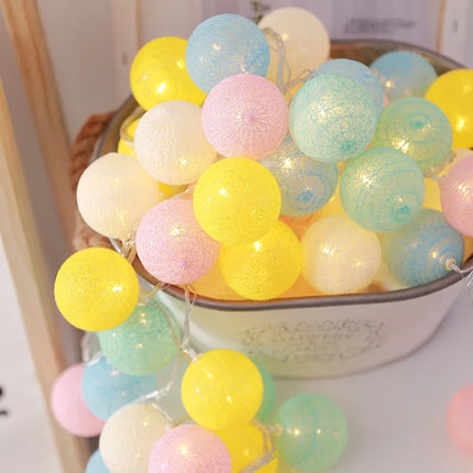 10/20LED String Lights Battery Cotton Balls Christmas Garland Fairy Light Novelty Lamp Chain for Home Wedding Party Decoration