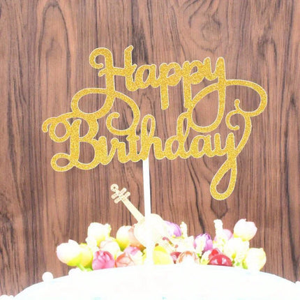 40pcs Happy Birthday Cake Topper Bling Sparkle Decoration Sign Happy Birthday Cake Topper Birthday Dessert Decoration