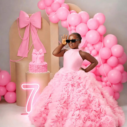 Luxury Puffy Ballgown Girls Birthday Party Dress Customized Flower Girl Dresses for Wed Little Queens Pageant Homecoming Dress