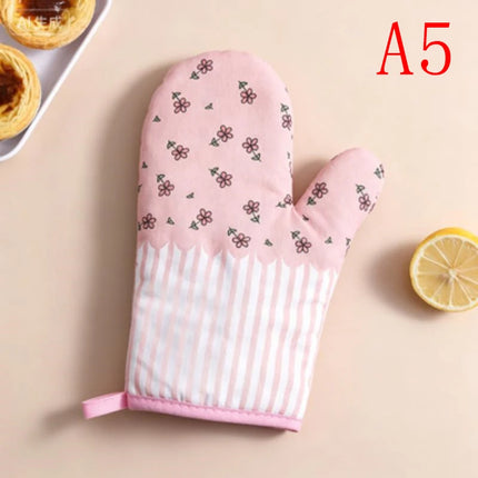 1Pcs Thickened Plaid Microwave Oven Gloves Heat Resistant Anti-scald Insulation Gloves Kitchen Baking Tools